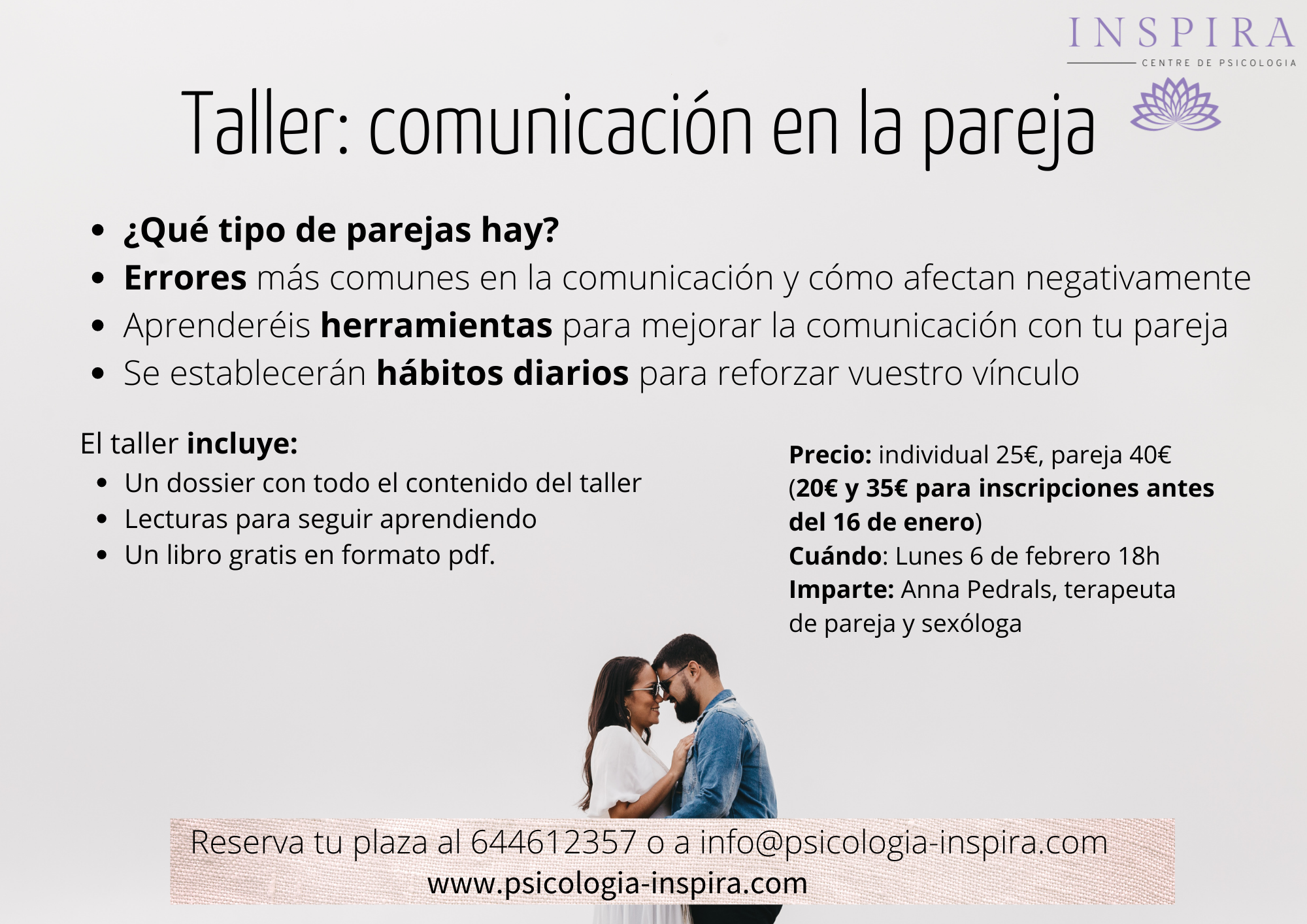 Taller comunicación en la pareja - Psicología Inspira